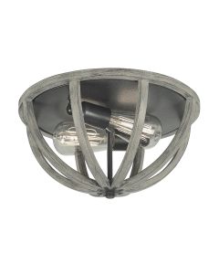 Allier 2 Light Flush - Weathered Oak Wood / Antique Forged Iron