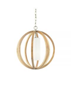 Allier 1 Light Small Pendant - Light Wood / Brushed Steel