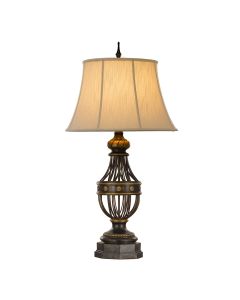Augustine 1 Light Table Lamp - Antique Brown with Ivory Shade