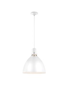 Brynne 1 Light Medium LED Pendant - Polished Nickel - Flat White / Chrome