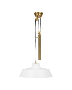 Candor 1 Light Pendant - Matte White and Brass