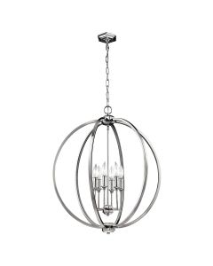 Corinne 6 Light Pendant - Polished Nickel, Crystals