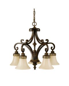 Drawing Room 5 Light Chandelier - Walnut