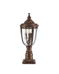 English Bridle 3 Light Medium Pedestal - British Bronze