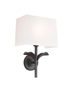 Georgia 1 Light Wall Light - Aged Iron and off white cotton shade