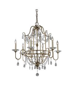 Gianna 6 Light Chandelier - Gilded Silver