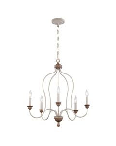 Hartsville 5 Light Chandelier - Chalk Washed / Beachwood