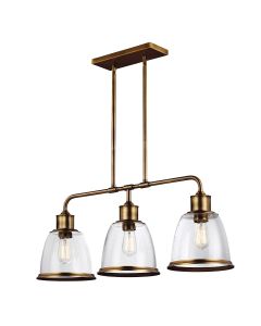 Hobson 3 Light Island Light - Aged Brass