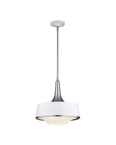 Holloway 4 Light Pendant - White - Brushed Steel / White