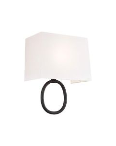 Indo 1 Light Wall Light - Aged Iron and off white cotton shade