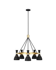 Joan 5 Light Chandelier - Midnight Black / Burnished Brass