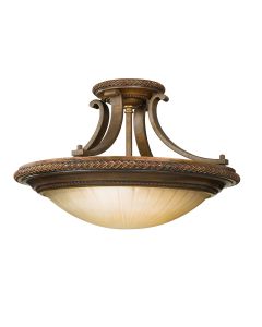 Kelham Hall 2 Light Semi-Flush Light - Firenze Gold / British Bronze