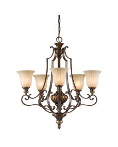 Kelham Hall 5 Light Up Light Chandelier - Firenze Gold / British Bronze