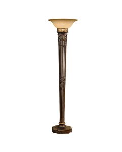 Opera 1 Light Torchiere - Firenze Gold with Amber Shade