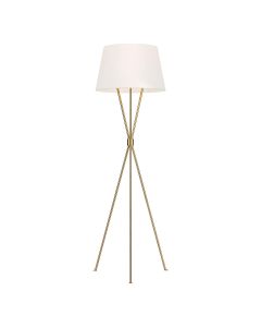 Penny 1 Light Floor Lamp - Burnished Brass with White Shade