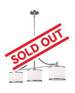 Prospect Park 3 Light Island Chandelier - Satin Nickel with Chrome