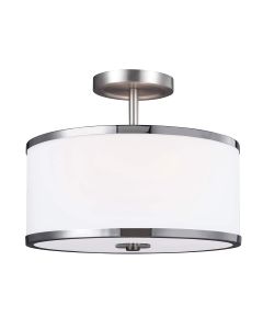 Prospect Park 2 Light Semi-Flush - Satin Nickel with Chrome