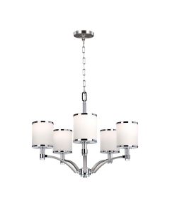 Prospect Park 5 Light Chandelier - Satin Nickel with Chrome