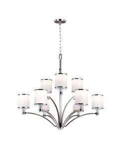 Prospect Park 9 Light Chandelier - Satin Nickel with Chrome