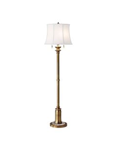 Stateroom 2 Light Floor Lamp - Bali Brass with White Shade