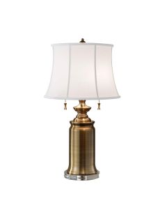 Stateroom 2 Light Table Lamp - Bali Brass with White Shade