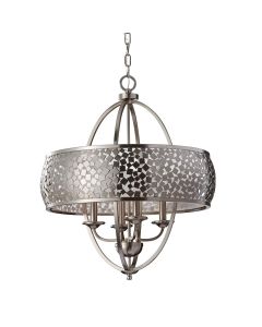Zara 4 Light Large Chandelier - Brushed Steel