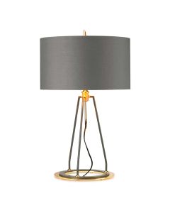 Ferrara Table Lamp - Dark Grey Polished Gold with Grey with Metallic Gold Lining Shade