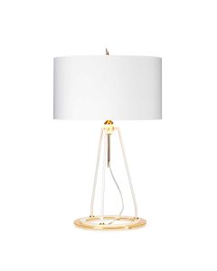 Ferrara Table Lamp - White Polished Gold with White with Metallic Gold Lining Shade