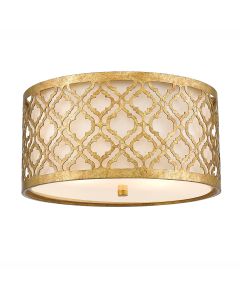 Arabella 2 Light Flush - Distressed Gold, Ivory Shade