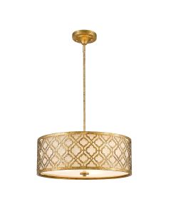 Arabella 3 Light Duo-Mount Large Pendant - Distressed Gold, Ivory Shade
