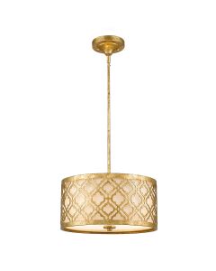 Arabella 2 Light Duo-Mount Medium Pendant - Distressed Gold, Ivory Shade