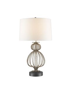 Lafitte 1 Light Table Lamp - Distressed Silver with Cream Shade
