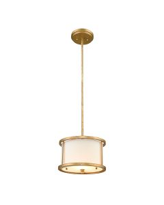 Lemuria 1 Light Duo-Mount Mini Pendant - Distressed Gold, Ivory Shade