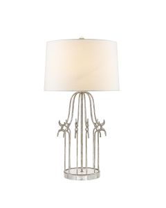 Stella 1 Light Table Lamp - Distressed Silver with Cream Shade