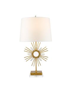 Sun King 1 Light Table Lamp - Distressed Gold, Cream Shade