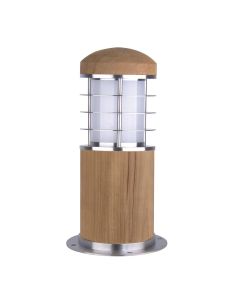 Poole 1 Light Mini Bollard - Teak and Stainless Steel