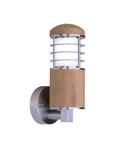 Poole 1 Light Wall Light - Teak and Stainless Steel