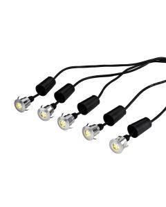 Derwent 5 x Deck/garden light with 6m cable and 12V Transformer - Anodised Aluminium