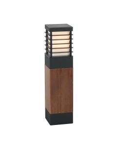 Halmstad 1 Light Medium Wooden Bollard - Black