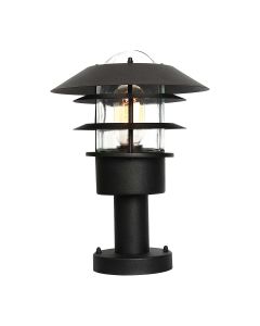 Helsingor 1 Light Pedestal Lantern - Black