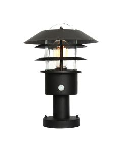 Helsingor 1 Light PIR Pedestal Lantern - Black