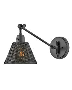 Arti 1 lt Wall Light - Black, Black Rattan Shade