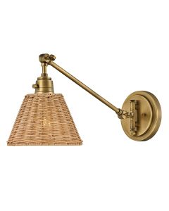 Arti 1 lt Wall Light - Heritage Brass, Natural Rattan Shade