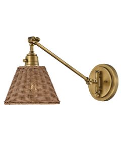 Arti 1 lt Wall Light - Heritage Brass, Natural Rattan Shade
