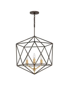 Astrid 3 Light Pendant Chandelier - Matte Bronze and Deluxe Gold