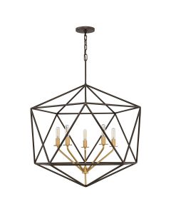 Astrid 5 Light Pendant Chandelier - Matte Bronze and Deluxe Gold