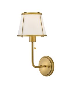 Clarke 1 lt Wall Light with Pull switch - Darkened Brass & Ivory Linen Shade