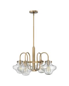 Congress 4 Light Clear Tiered Glass Chandelier - Brushed Caramel
