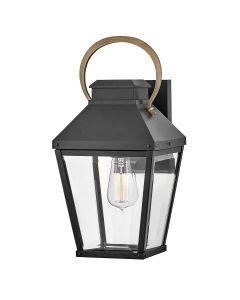 Dawson 1 lt Outdoor Medium Wall Lantern - Black with Burnished Bronze accent