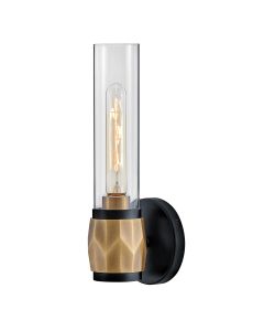 Ellison 1 lt Wall Light. - Black with Heritage Brass
